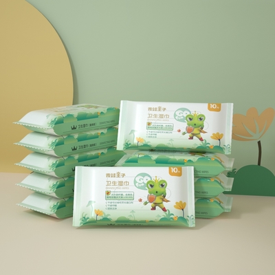 10pcs সস্তা ডিসপোজেবল প্রাইভেট লেবেল সংবেদনশীল Oem শিশুর হাত এবং মুখ পরিষ্কার করার জল ভেজা মোছা