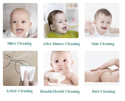 নরম ত্বকের পারফিউম বিনামূল্যে 99.9 বিশুদ্ধ জল শিশুর বায়োডিগ্রেডেবল 80pcs মুছা